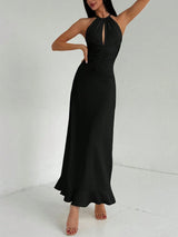 Halter Hollow Out Sleeveless Maxi Dress