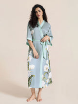 Kafiloe Floral Printed Long Kimono Robe