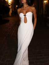 Strapless Hollow Out High Waist Maxi Dress