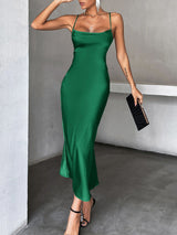 Spaghetti Strap Satin Maxi Dress