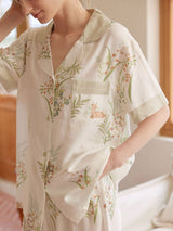 Kafiloe Elegant Floral Print Cotton Pajama Set