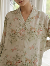 Elegant Floral Printed Long Sleeve Pajama Set