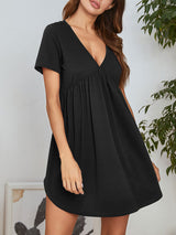 Solid V Neck Lounge Nightdress