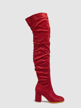 Solid Color Pleated Over Knee Boots