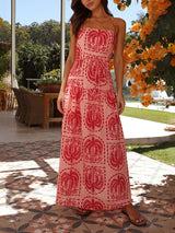 Palm Printed Halterneck Maxi Dress