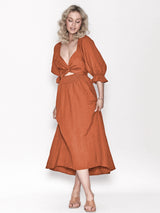 Latern Sleeve Reversible Maxi Dress