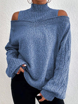 Turtleneck Cut Out Long Sleeve Sweater