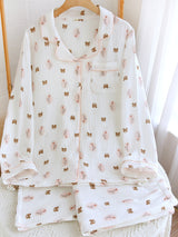 Cotton Bear and Floral Print Pajamas