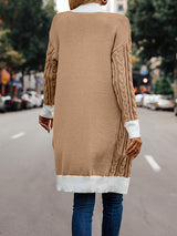 Bicolor Cable Knit Cardigan