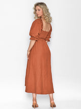 Latern Sleeve Reversible Maxi Dress