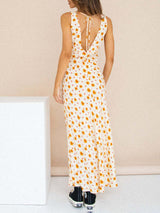 V Neck Tank Floral Maxi Dress