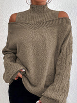 Turtleneck Cut Out Long Sleeve Sweater