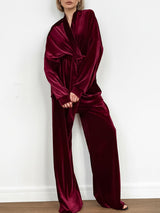 Velvet Long Sleeve Two Piece Set