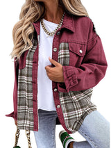 Plaid Patchwork Denim Jacket