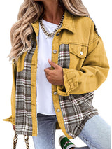 Plaid Patchwork Denim Jacket