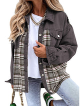 Plaid Patchwork Denim Jacket