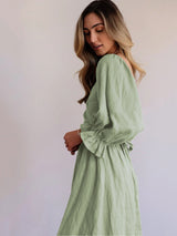 Latern Sleeve Reversible Maxi Dress