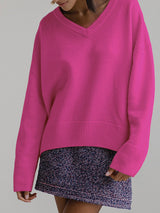 V Neck Solid Color Basic Sweater