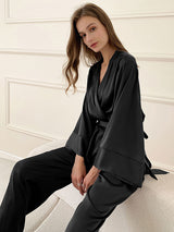 Long Sleeve Satin Robe and Pants Set