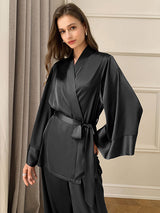Long Sleeve Satin Robe and Pants Set