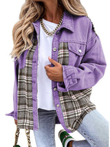 Plaid Patchwork Denim Jacket