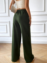 Loose Ribbed Drawstring Long Pants