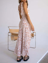 V Neck Tank Floral Maxi Dress