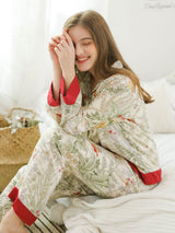 Kafiloe Green Meadow Print Pajama Set