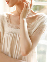 Solid Lace Stitching Lounge Nightdress