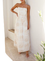 Palm Printed Halterneck Maxi Dress