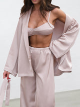 Satin Long Sleeve Robe & Vest Lounge Set