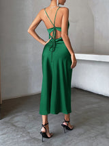 Spaghetti Strap Satin Maxi Dress