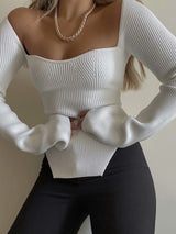 Square Neck Long Sleeve Sweater