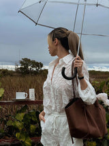 Embroidered Sheer White Shirt & Shorts Set