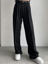 Solid Color Straight Leg Long Pants