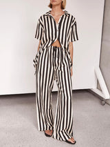 Stripe Polo Shirt & Long Pant Set