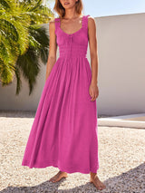 Lace Strap Drawstring Maxi Dress