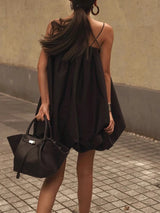 Spaghetti Strap Puff Hem Mini Dress