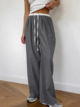 Tie Up Color Block Long Pants