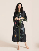 Kafiloe Floral Printed Long Kimono Robe