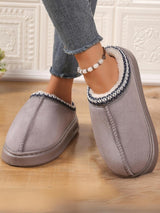 Solid Color Embroidery Plush Slippers