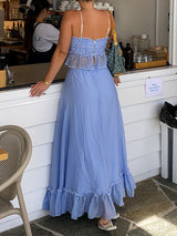 Ruched Crop Top &  Maxi Skirt Two Piece Set