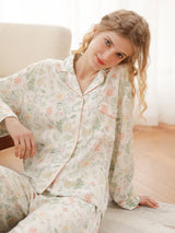 Kafiloe Floral Cotton Long Sleeve Pajamas Set