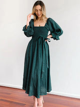 Latern Sleeve Reversible Maxi Dress