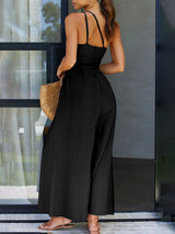 Lined Solid One Shoulder Jumpsuits