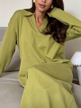 Knit Collar Midi Dress