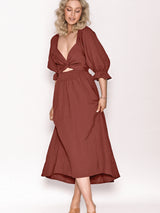 Latern Sleeve Reversible Maxi Dress