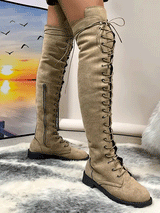 Suede Lace Up Long Boots