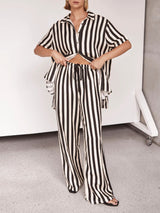 Stripe Polo Shirt & Long Pant Set