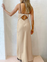 Spaghetti Strap Hollow Slit Maxi Dress